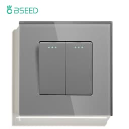 BSEED Mechanical Wall Light Switch Button 1/2/3Gang 1Way Crystal Glass Panel Power Switch On Off 250V White Black