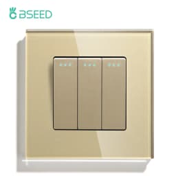 BSEED Mechanical Wall Light Switch Button 1/2/3Gang 1Way Crystal Glass Panel Power Switch On Off 250V White Black