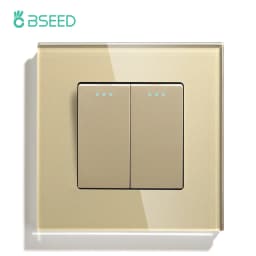 BSEED Mechanical Wall Light Switch Button 1/2/3Gang 1Way Crystal Glass Panel Power Switch On Off 250V White Black