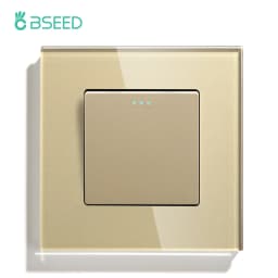 BSEED Mechanical Wall Light Switch Button 1/2/3Gang 1Way Crystal Glass Panel Power Switch On Off 250V White Black