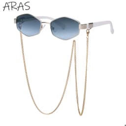 Retro Small Frame Hexagon Sunglasses Women With Chain 2026 Luxury Brand Steampunk Unique Polygon Sun Glasses For Ladies Eyewear