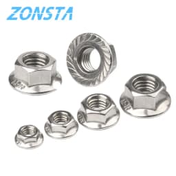 Hexagon Flange Nuts M3 M4 M5 M6 M8 M10 M12 M16 M20 304 Stainless Steel Pinking Automatic Locking Nut DIN6923 Serrated Spinlock
