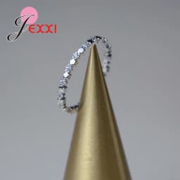 Luxury Original Delicate Solid 925 Silver Needle Stars Finger Ring Authentic Real Clear CZ Jewelry For Women Wedding Gift