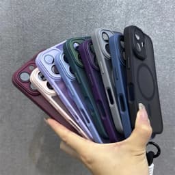 For Magsafe Translucency Contrast Lanyard Case For iPhone 16 15 Pro Max 14 Plus 11 12 13 16e Hand Wrist Strap Matte Clear Cover