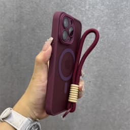 For Magsafe Translucency Contrast Lanyard Case For iPhone 16 15 Pro Max 14 Plus 11 12 13 16e Hand Wrist Strap Matte Clear Cover