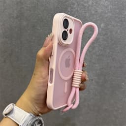 For Magsafe Translucency Contrast Lanyard Case For iPhone 16 15 Pro Max 14 Plus 11 12 13 16e Hand Wrist Strap Matte Clear Cover