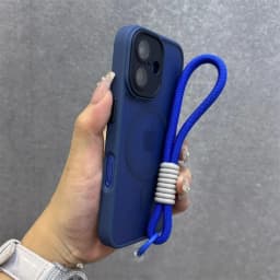 For Magsafe Translucency Contrast Lanyard Case For iPhone 16 15 Pro Max 14 Plus 11 12 13 16e Hand Wrist Strap Matte Clear Cover