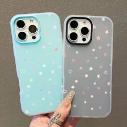 Cute Pastel Color Colorful Star Pattern Phone Case For iPhone 11 12 13 14 15 16 17 Pro 18 Pro Max 16E Air XS XR X 7 8 Plus Cover