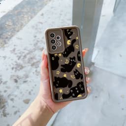 Y2K Moon Star Black Cat Case For Samsung Galaxy S25 FE S24 S26 Ultra Plus A17 A56 A36 A26 A16 A55 A54 A53 A23 A34 A35 A07 A06 5G