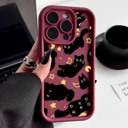 Y2K Moon Star Black Cat Case For Samsung Galaxy S25 FE S24 S26 Ultra Plus A17 A56 A36 A26 A16 A55 A54 A53 A23 A34 A35 A07 A06 5G