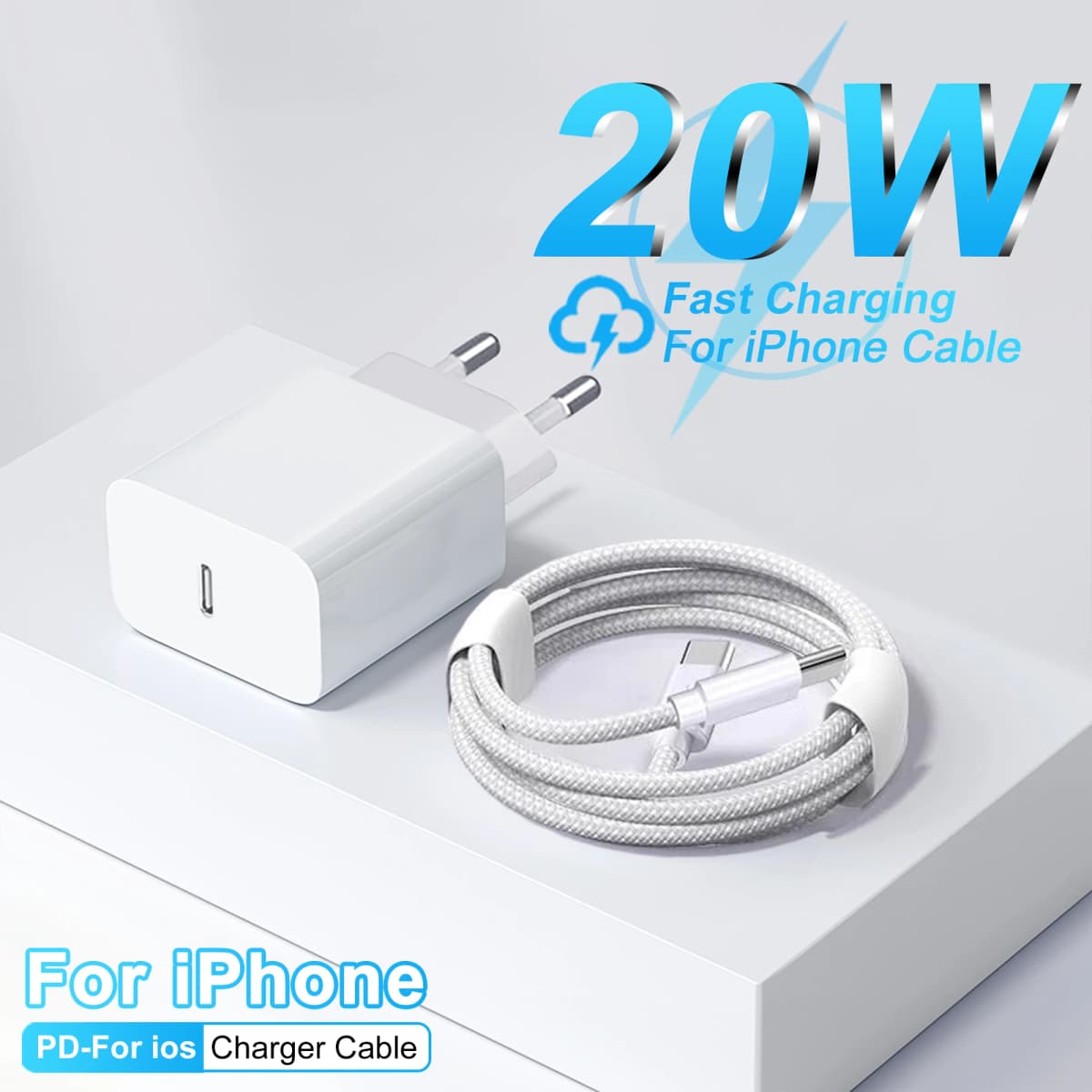 PD 20W USB C Charger For Apple iPhone 16 15 13 12 11 14 Pro Max 7 8 Plus X XS Fast Charging USB C Date Cable Charger Accessories