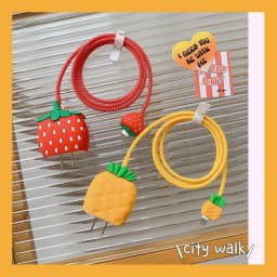 Strawberry Pineapple 3D Charger Protective Case For Apple iPhone 18W 20W Fast Charge Protection Cover Cable Data Line Winder