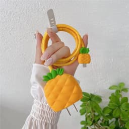 Strawberry Pineapple 3D Charger Protective Case For Apple iPhone 18W 20W Fast Charge Protection Cover Cable Data Line Winder