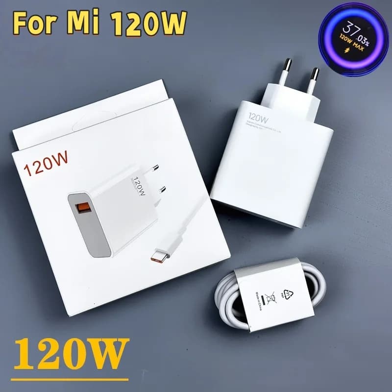 For Xiaomi 120W Charger EU Turbo Fast Charge Adapter 6A Type C Cable For Gan3 Poco F4 GT MI 11T 12S Pro Redmi Note 11 Pro+ 5G