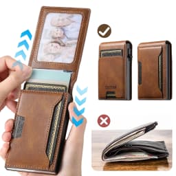 SUTENI PU Leather For Men Wallet Card Slot Wallet Flip Cover Card Box Pressing The Button Automatically Ejects The Card