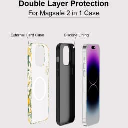 Flower Leaves Lemon Case For IPhone 16ProMax 15 14 13 12 11 PRO Plus Acrylic TPU Two in one Magnetic Shockproof Phone Cases