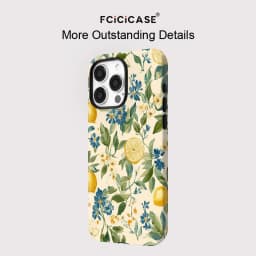 Flower Leaves Lemon Case For IPhone 16ProMax 15 14 13 12 11 PRO Plus Acrylic TPU Two in one Magnetic Shockproof Phone Cases