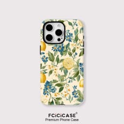 Flower Leaves Lemon Case For IPhone 16ProMax 15 14 13 12 11 PRO Plus Acrylic TPU Two in one Magnetic Shockproof Phone Cases