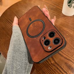 Retro Leather Deer Case For iPhone 16 15 14 13 12 11 Pro Max Plus 15Pro 14Pro 13Pro ProMax For Magsafe Wireless Charge Cover