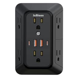 Power Strip with 6 AC Wide Outlets 2 USB Ports 2 Type-C Sockets , Multi-socket Wall Plug Adapter Power Expander Quick Charge