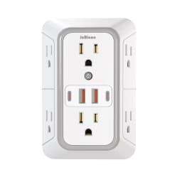 Power Strip with 6 AC Wide Outlets 2 USB Ports 2 Type-C Sockets , Multi-socket Wall Plug Adapter Power Expander Quick Charge