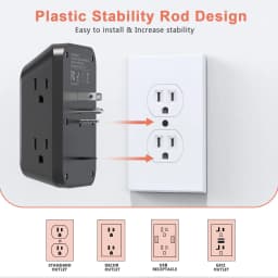 Power Strip with 6 AC Wide Outlets 2 USB Ports 2 Type-C Sockets , Multi-socket Wall Plug Adapter Power Expander Quick Charge