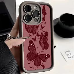 Retro Butterfly Pattern Silicone Phone Case For iPhone 17 16 15 14 13 12 11 Pro Max 17 Air 16E XS X XR 7 8 Plus Shockproof Cover
