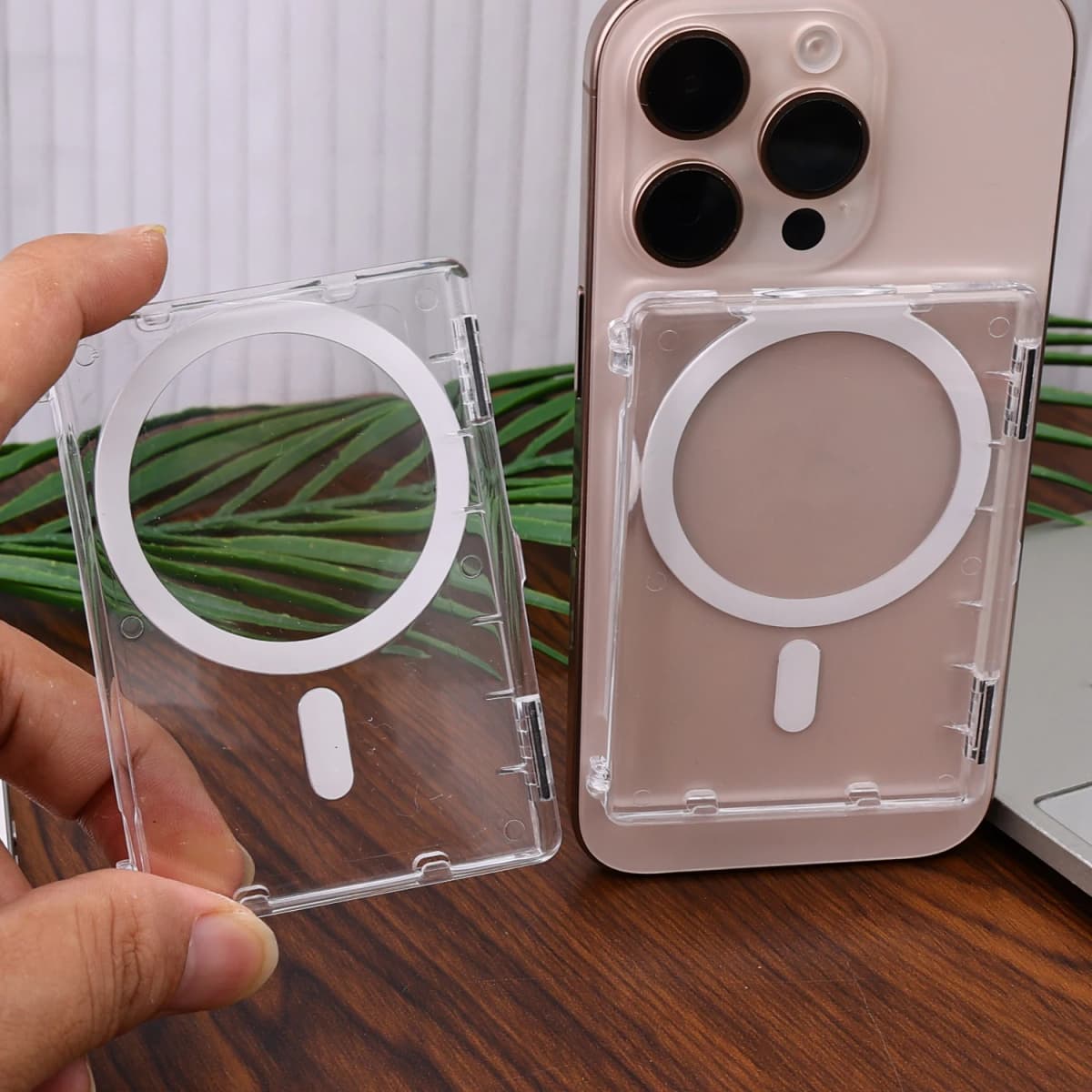 Magnetic Transparent Wallet Card Holder For Magsafe Photo Case Magnet Socket Card Slots Cover Sleeve For iPhone 17 Samsung Mi