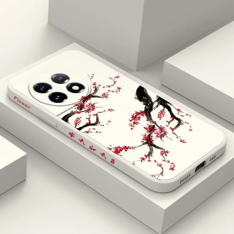 Cold Plum Snow Phone Case For Oneplus 13 13R 12 12R 11 11R 10 10R 10T 9R 9RT 9 8T 8 7 7T Pro 5G Liquid Silicone Cover