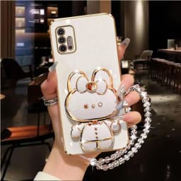 Diamond Strap Mirror Rabbit Holder Case On For Motorola Moto G60 G60S G50 G52 G53 G54 G73 G84 G40 G42 Fusion 5G 2021 Stand Cover