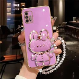 Diamond Strap Mirror Rabbit Holder Case On For Motorola Moto G60 G60S G50 G52 G53 G54 G73 G84 G40 G42 Fusion 5G 2021 Stand Cover
