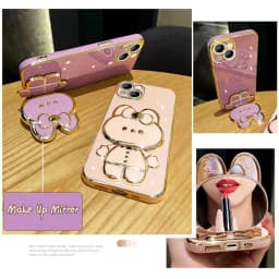 Diamond Strap Mirror Rabbit Holder Case On For Motorola Moto G60 G60S G50 G52 G53 G54 G73 G84 G40 G42 Fusion 5G 2021 Stand Cover