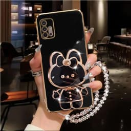 Diamond Strap Mirror Rabbit Holder Case On For Motorola Moto G60 G60S G50 G52 G53 G54 G73 G84 G40 G42 Fusion 5G 2021 Stand Cover