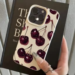 Wine Red Cherry Pattern Lychee Texture Phone Case For iPhone 17 Pro Max 11 12 13 14 15 16 17 Air 15 Plus X XS XR 16E Soft Cover