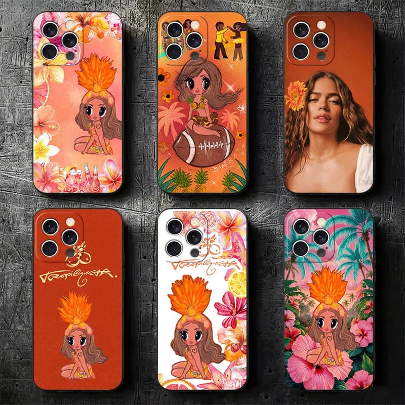 K-Karol G Tropicoqueta Soft Phone Case for iPhone 11 13 14 15 16 Pro Max 17 Air 16E 12 Mini 7 Black Fundas Back Cover