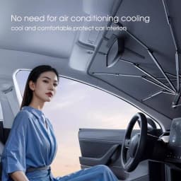 Car Windshield Sunshade Umbrella With 360 ° Rotation Flexible Handle Front Window Sunshade UV Protection Heat Insulation