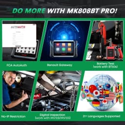 Autel MaxiCOM MK808BT PRO OBD2 Scanner Automotivo Car Diagnostic Scan Tool OBD 2 Code Reader Key Coding Active Test PK MK808S | V2.0 Bidirectional Diagnostic Tool 3000+ Active Test 28+ Reset Functions Injector Coding All Systems Scan FCA SGW OS 11