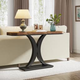 Tribesigns Industrial Console Table, 40 inch Narrow Entryway Foyer Table with Geometric Base, Rustic Hallway Accent Table