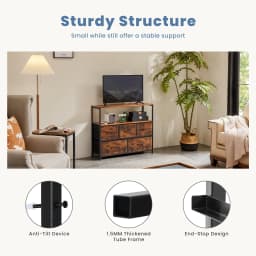 JHK Fireplace TV Stand Dresser For Bedroom With 5 Fabric Drawers Storage Closet Chest Clothes Storage Display Cabinet Furniture