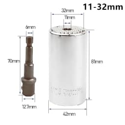 Onnfang 7-19/11-32mm Universal Ratchet Wrench Universal Socket Head, Household Socket Power/Hand Tool Wrench