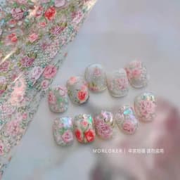 Black White Lace Rose Nails Foil Stickers Black Flowers Design Manicure Nail Art Transfer Paper Nails Art Decals