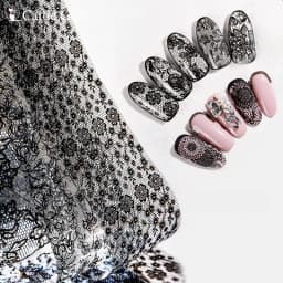 Black White Lace Rose Nails Foil Stickers Black Flowers Design Manicure Nail Art Transfer Paper Nails Art Decals