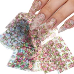 Black White Lace Rose Nails Foil Stickers Black Flowers Design Manicure Nail Art Transfer Paper Nails Art Decals