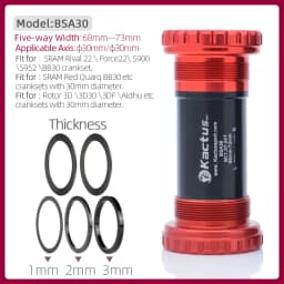 KACTUS Bicycle Bottom Bracket BSA Thread Kit Road MTB Bike Frame 68/73 Axis 24/22 and 29/30mm Fit for Shimano/SRAM GXP Crankset