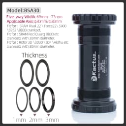 KACTUS Bicycle Bottom Bracket BSA Thread Kit Road MTB Bike Frame 68/73 Axis 24/22 and 29/30mm Fit for Shimano/SRAM GXP Crankset