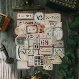 31Pcs Tim Holtz Style Number Junk Journal Label Vintage Stickers Retro DIY Album Planner Scrapbooking Material Craft Stickers