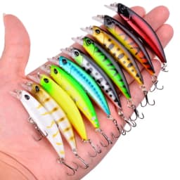 10pcs Laser Slow Minnow Fishing Lure Set 4g 7cm Wobblers Crankbaits Isca Artificial Hard Bait Carp Fishing Lures Kit Pesca