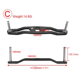 EKFAN 105MM 120MM 130MM 140MM 8*5MM Holes Carbon Fiber Fishing Left Right Handle For Dawa Bait Casting Reel Handles DIY Parts