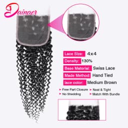 Mongolian Hair Afro Kinky Curly Hair Extension Human Hair Bundles With 4X4 Closure Natural Color Remy Curly Bundles With Closure