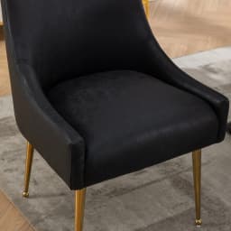 SEYNAR Modern Glam PU Leather Dining Chair or Vanity Chair Set of 2 with Rear Handle